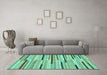 Machine Washable Abstract Turquoise Contemporary Area Rugs in a Living Room,, wshcon1556turq