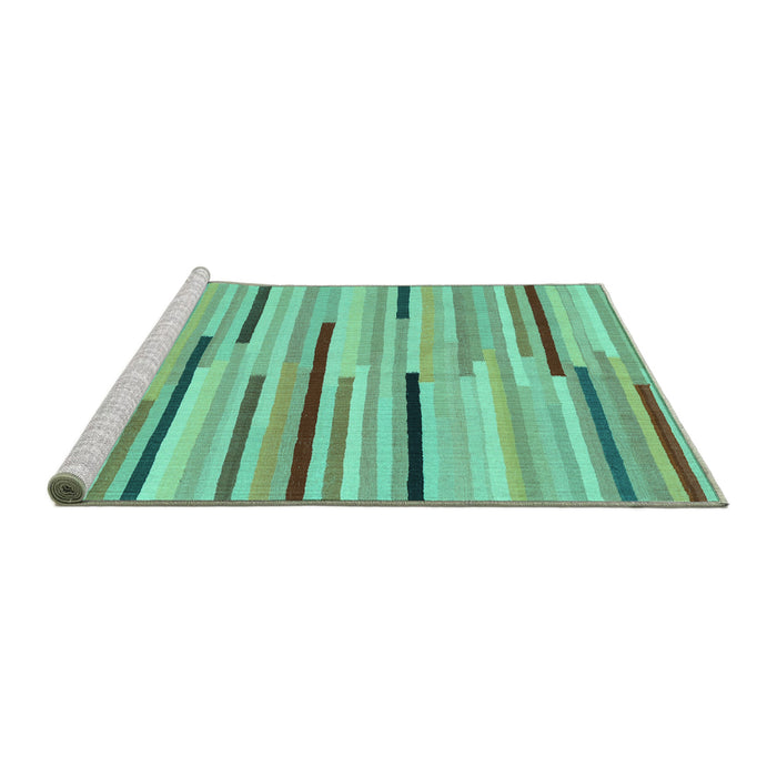 Sideview of Machine Washable Abstract Turquoise Contemporary Area Rugs, wshcon1556turq