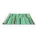 Sideview of Machine Washable Abstract Turquoise Contemporary Area Rugs, wshcon1556turq