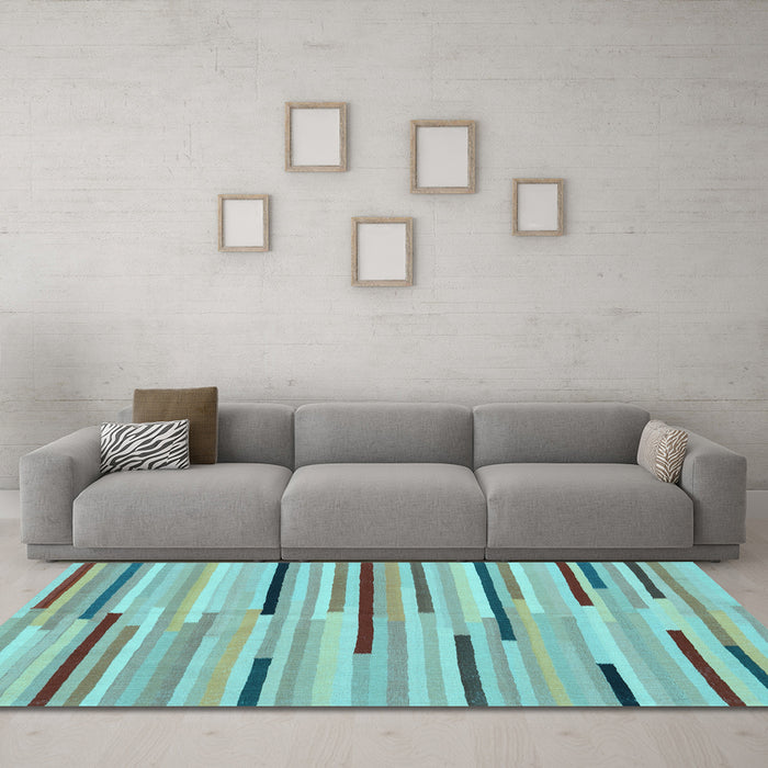 Machine Washable Abstract Light Blue Contemporary Rug in a Living Room, wshcon1556lblu