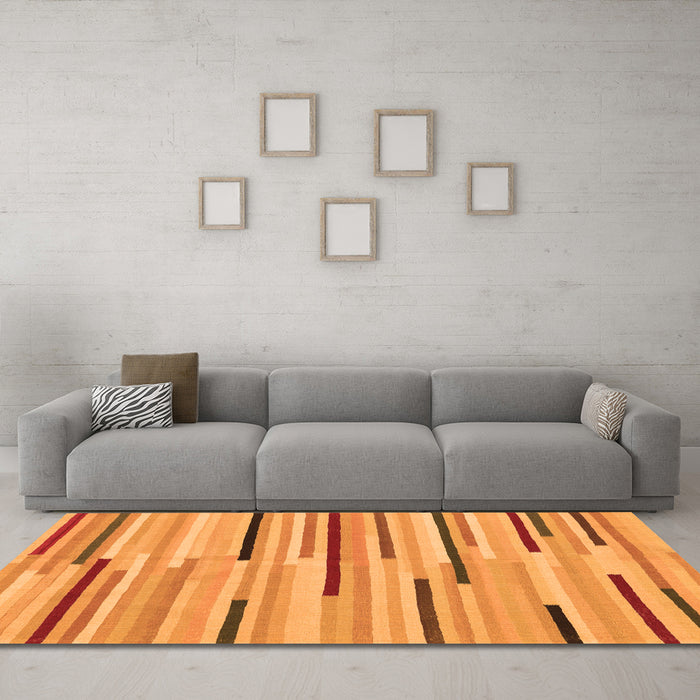 Machine Washable Abstract Orange Contemporary Area Rugs in a Living Room, wshcon1556org
