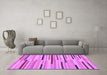 Machine Washable Abstract Purple Contemporary Area Rugs in a Living Room, wshcon1556pur