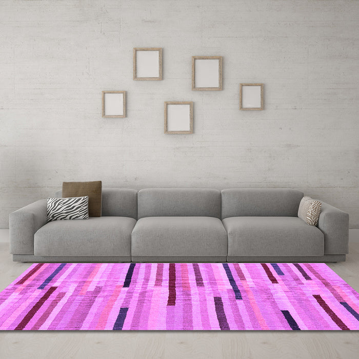 Machine Washable Abstract Purple Contemporary Area Rugs in a Living Room, wshcon1556pur