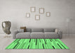 Machine Washable Abstract Emerald Green Contemporary Area Rugs in a Living Room,, wshcon1556emgrn