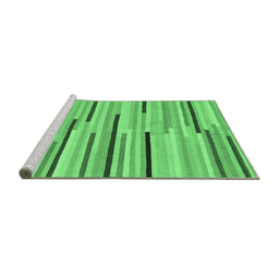 Sideview of Machine Washable Abstract Emerald Green Contemporary Area Rugs, wshcon1556emgrn