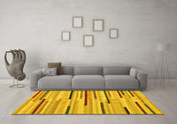 Machine Washable Abstract Yellow Contemporary Rug, wshcon1556yw