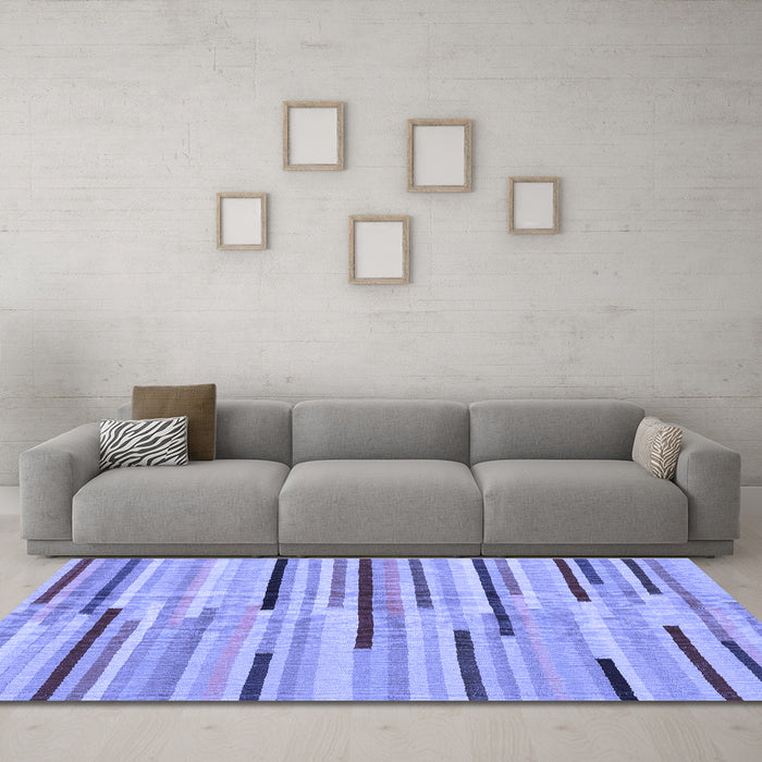 Machine Washable Abstract Blue Contemporary Rug in a Living Room, wshcon1556blu