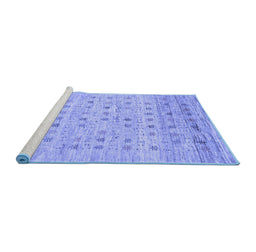 Sideview of Machine Washable Abstract Blue Contemporary Rug, wshcon1557blu
