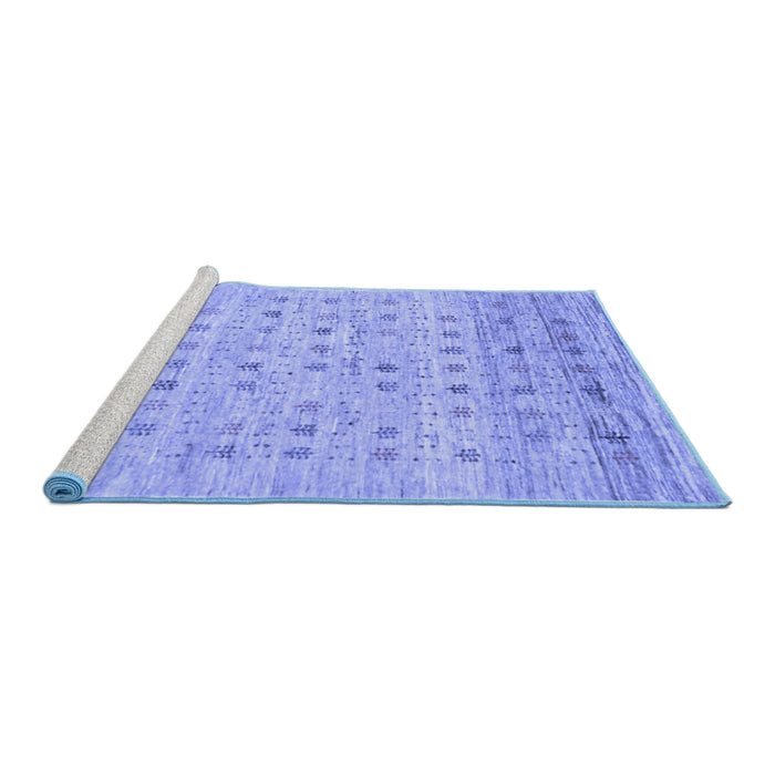 Sideview of Machine Washable Abstract Blue Contemporary Rug, wshcon1557blu