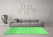 Machine Washable Abstract Emerald Green Contemporary Area Rugs in a Living Room,, wshcon1557emgrn