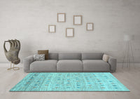 Machine Washable Abstract Light Blue Contemporary Rug, wshcon1557lblu