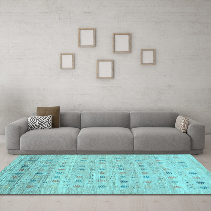 Machine Washable Abstract Light Blue Contemporary Rug in a Living Room, wshcon1557lblu