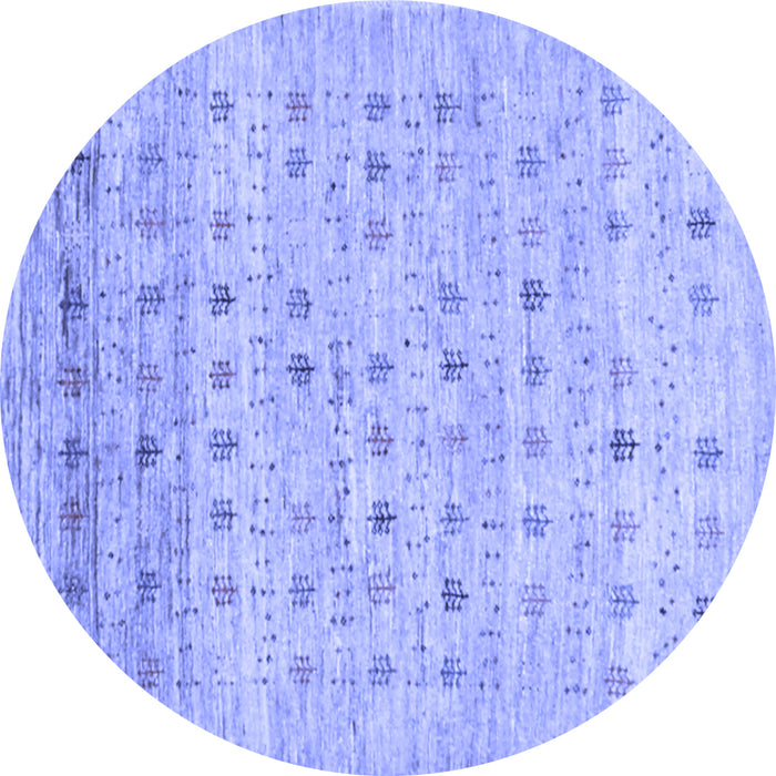 Round Machine Washable Abstract Blue Contemporary Rug, wshcon1557blu