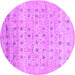 Round Abstract Purple Contemporary Rug, con1557pur