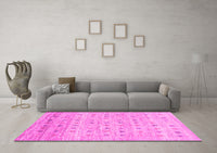 Machine Washable Abstract Pink Contemporary Rug, wshcon1557pnk