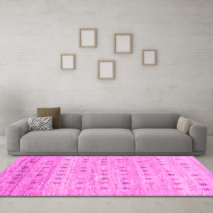 Machine Washable Abstract Pink Contemporary Rug in a Living Room, wshcon1557pnk