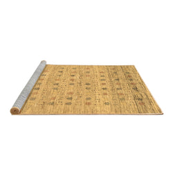 Sideview of Machine Washable Abstract Brown Contemporary Rug, wshcon1557brn