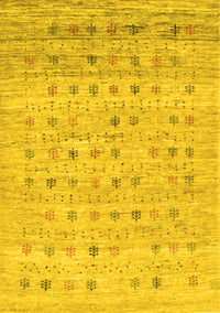 Abstract Yellow Contemporary Rug, con1557yw