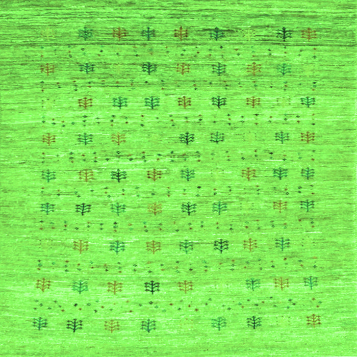 Round Machine Washable Abstract Green Contemporary Area Rugs, wshcon1557grn