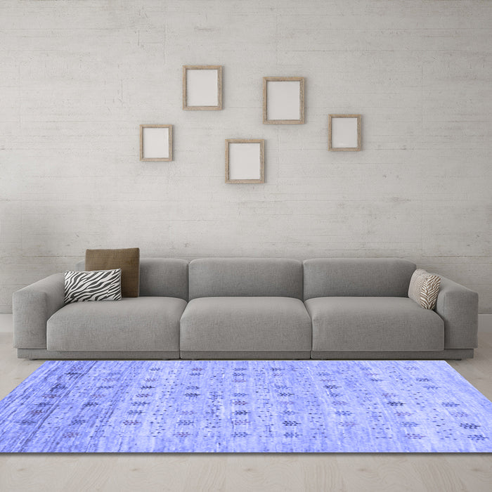 Machine Washable Abstract Blue Contemporary Rug in a Living Room, wshcon1557blu