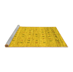 Sideview of Machine Washable Abstract Yellow Contemporary Rug, wshcon1557yw