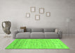 Machine Washable Abstract Green Contemporary Area Rugs in a Living Room,, wshcon1557grn