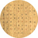 Round Abstract Brown Contemporary Rug, con1557brn