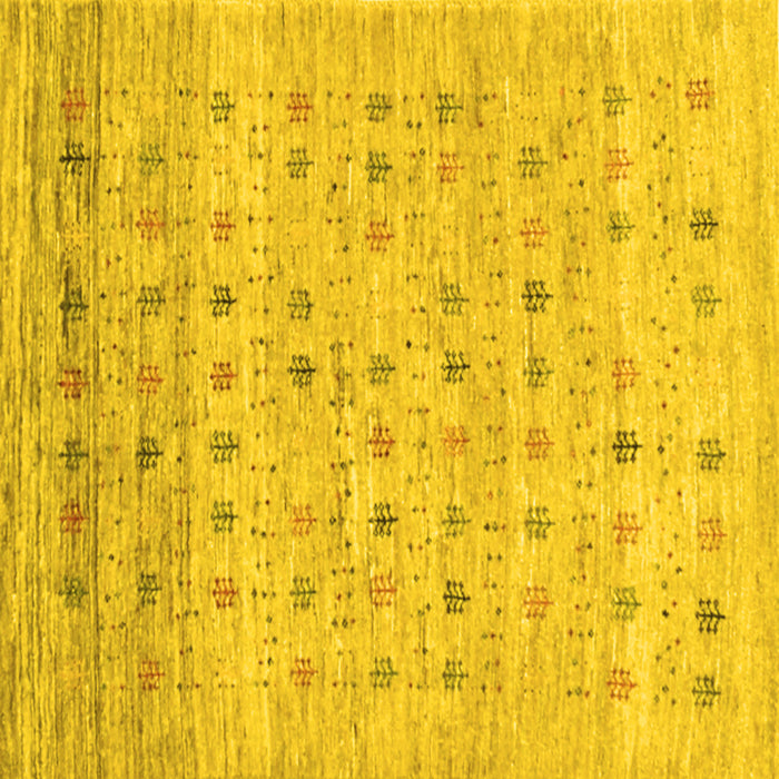Square Machine Washable Abstract Yellow Contemporary Rug, wshcon1557yw