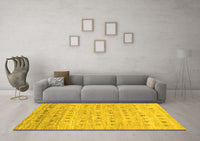 Machine Washable Abstract Yellow Contemporary Rug, wshcon1557yw