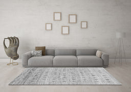 Machine Washable Abstract Gray Contemporary Rug in a Living Room,, wshcon1557gry