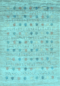 Abstract Light Blue Contemporary Rug, con1557lblu