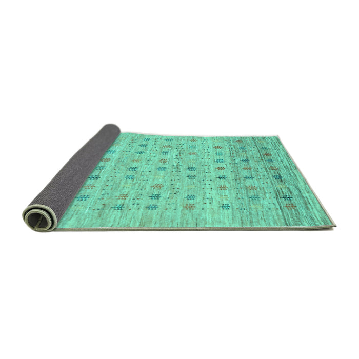 Sideview of Abstract Turquoise Contemporary Rug, con1557turq