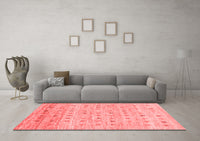 Machine Washable Abstract Red Contemporary Rug, wshcon1557red