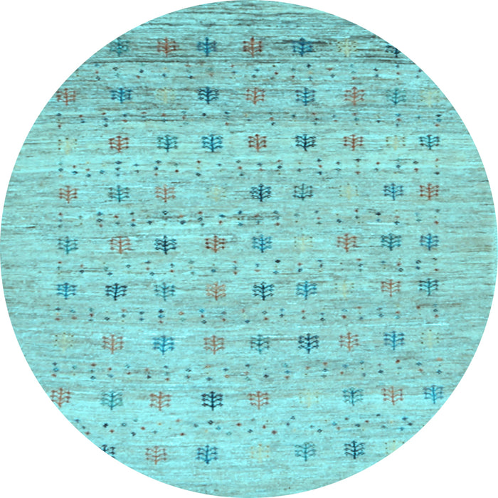 Round Abstract Light Blue Contemporary Rug, con1557lblu