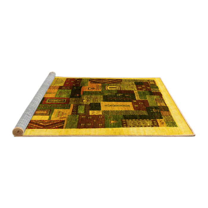 Sideview of Machine Washable Abstract Yellow Contemporary Rug, wshcon1558yw