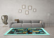 Machine Washable Abstract Light Blue Contemporary Rug in a Living Room, wshcon1558lblu