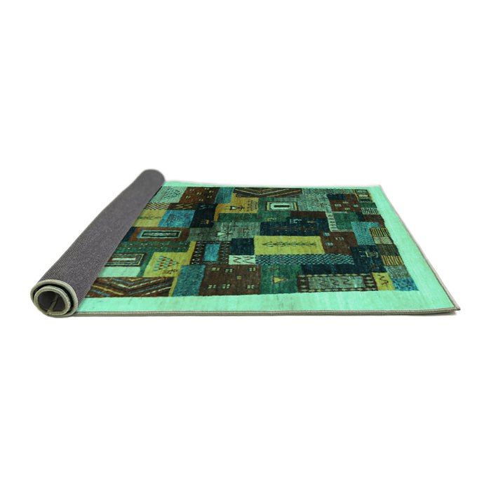 Sideview of Abstract Turquoise Contemporary Rug, con1558turq