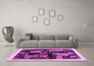 Machine Washable Abstract Purple Contemporary Area Rugs in a Living Room, wshcon1558pur