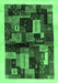 Machine Washable Abstract Emerald Green Contemporary Area Rugs, wshcon1558emgrn