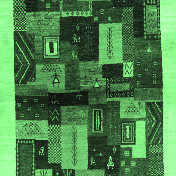 Machine Washable Abstract Emerald Green Contemporary Area Rugs, wshcon1558emgrn