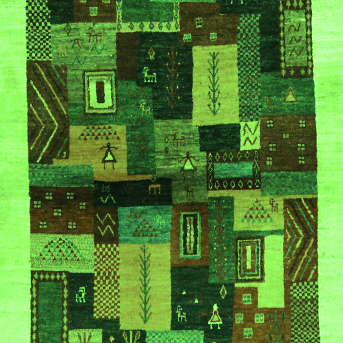 Serging Thickness of Machine Washable Abstract Green Contemporary Area Rugs, wshcon1558grn