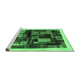 Sideview of Machine Washable Abstract Emerald Green Contemporary Area Rugs, wshcon1558emgrn