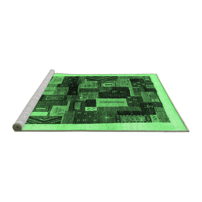 Sideview of Machine Washable Abstract Emerald Green Contemporary Area Rugs, wshcon1558emgrn