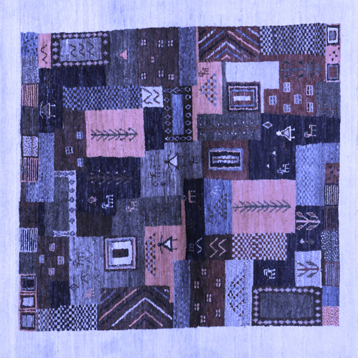 Square Machine Washable Abstract Blue Contemporary Rug, wshcon1558blu