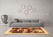 Machine Washable Abstract Brown Contemporary Rug in a Living Room,, wshcon1559brn