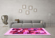 Machine Washable Abstract Pink Contemporary Rug in a Living Room, wshcon1559pnk