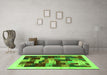 Machine Washable Abstract Green Contemporary Area Rugs in a Living Room,, wshcon1559grn