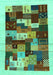 Machine Washable Abstract Turquoise Contemporary Area Rugs, wshcon1559turq