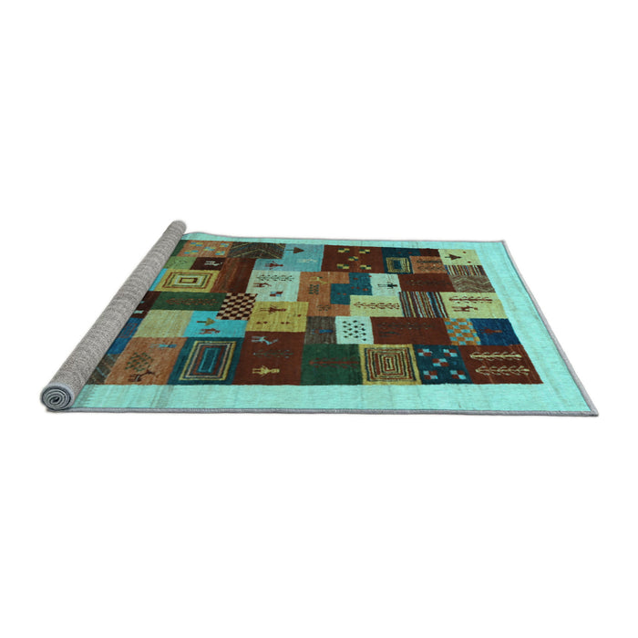 Sideview of Machine Washable Abstract Light Blue Contemporary Rug, wshcon1559lblu