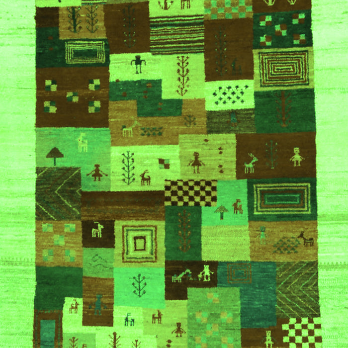 Serging Thickness of Machine Washable Abstract Green Contemporary Area Rugs, wshcon1559grn